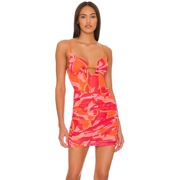 Revolve Superdown Dayana Corset Mini Dress in Red Multi - Picture 1 of 4